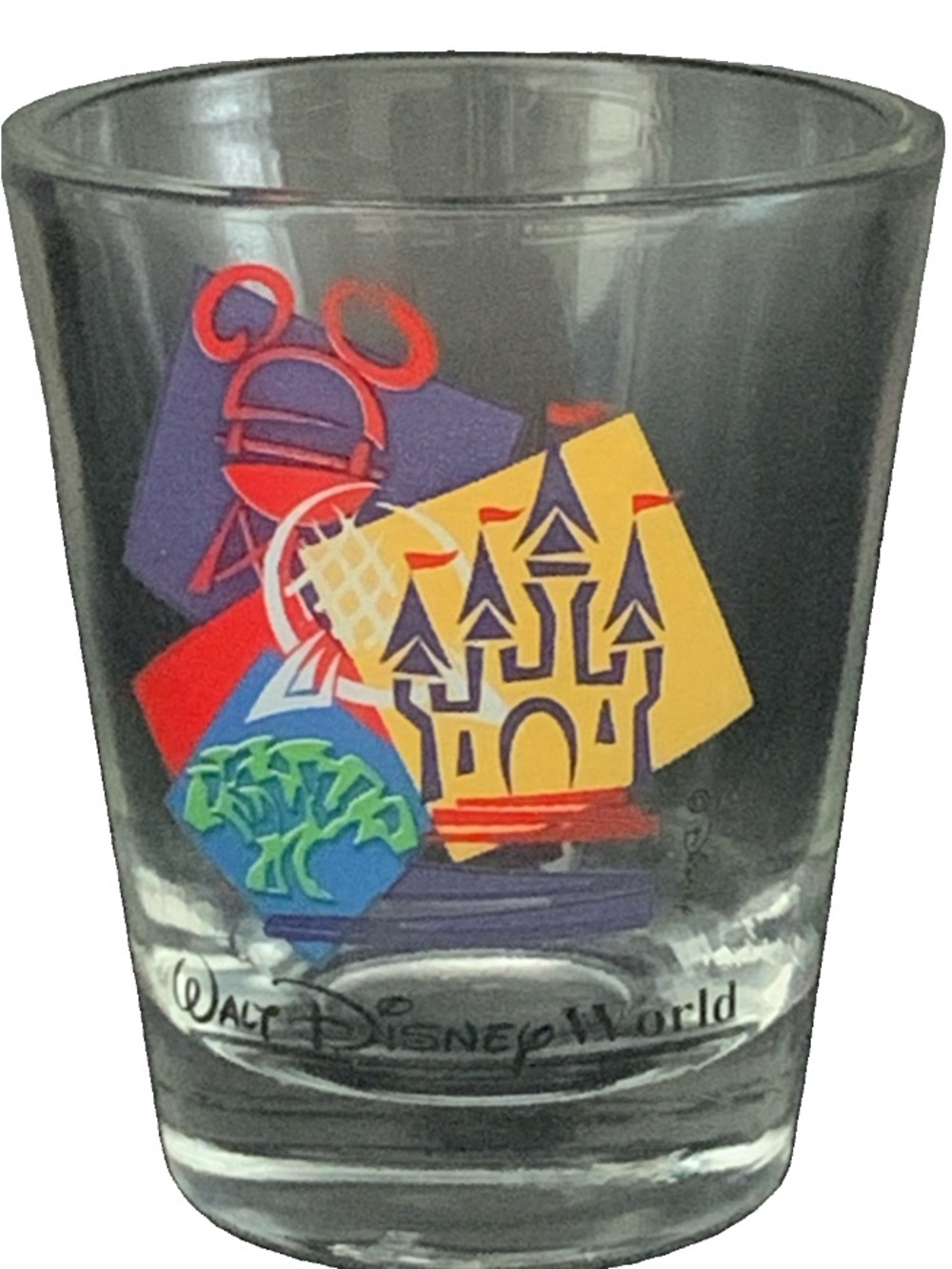 Pre Owned Disney World Color Block Castle Sleeping Beauty Shot Glass Shotglass